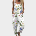 FLOWING PRINTED ADJUSTABLE-STRAP DUNGAREES
