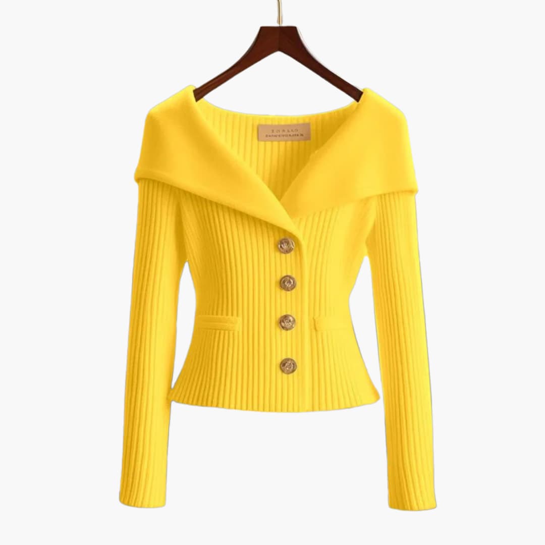 Donella | Foldover-Collar Button Cardigan