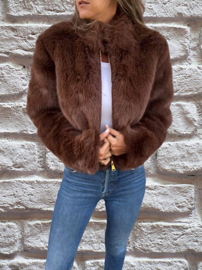 Faigy | Textured Short Zip Jacket