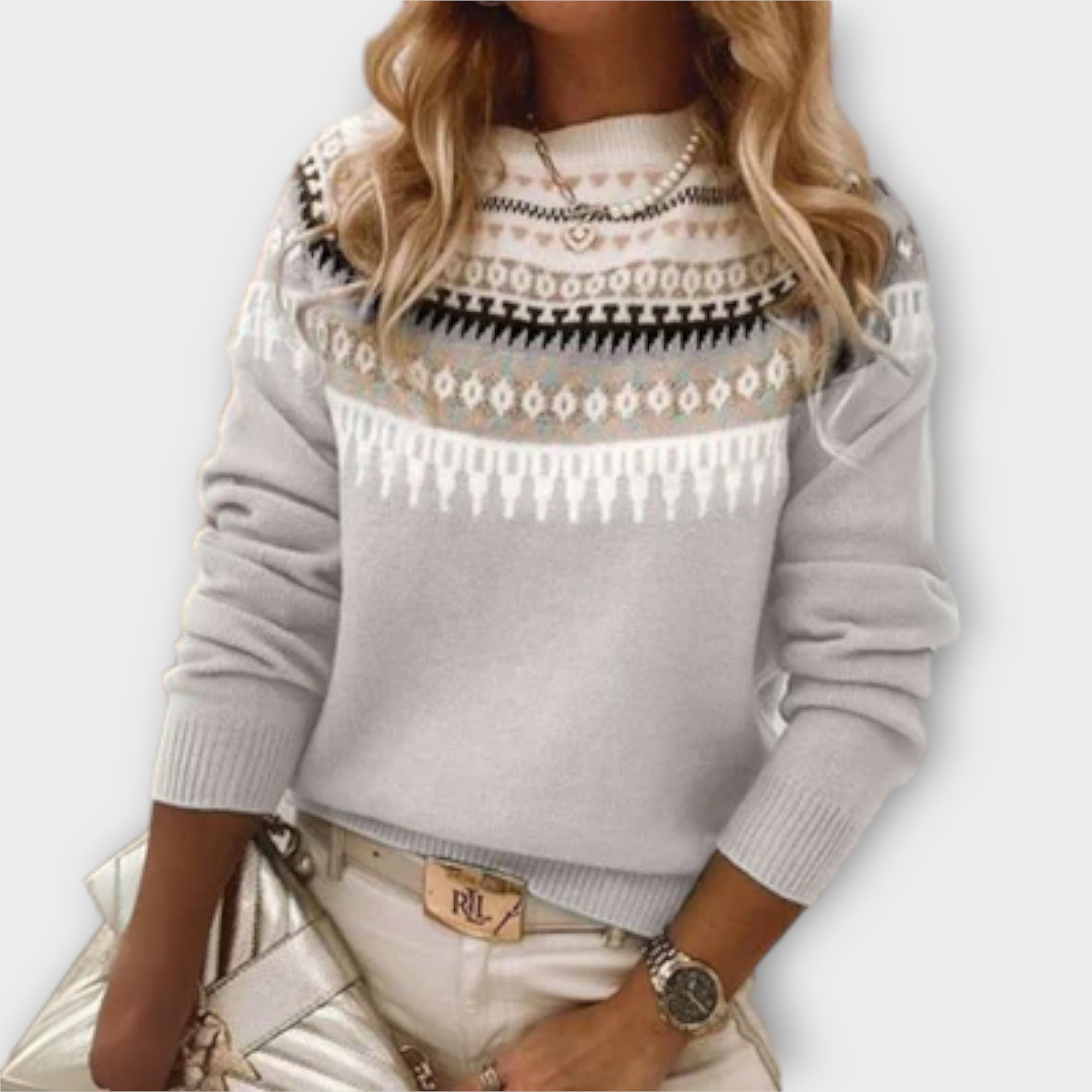 Lena | Grey And Comfortable Daily Jumper With Norwegian Pattern