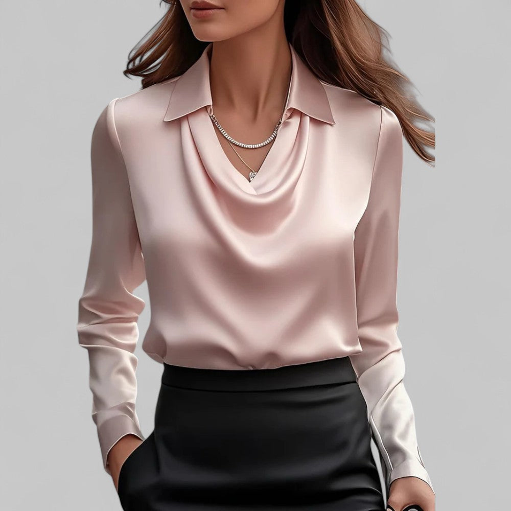Kamie | Collared Cowl-Neck Blouse
