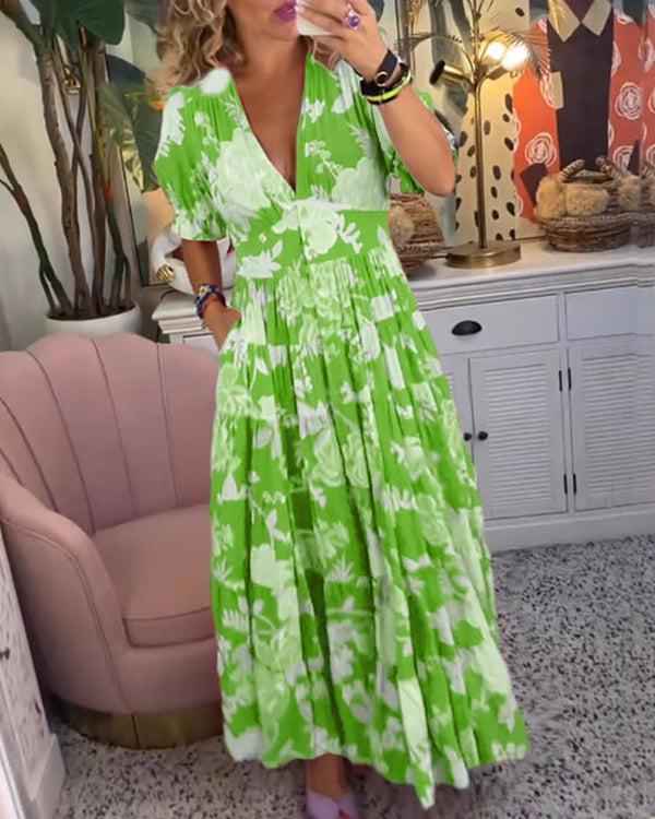FLORIANA | FLORAL V-NECK DRESS