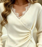 Neida | Lace-Trim Wrap Jumper