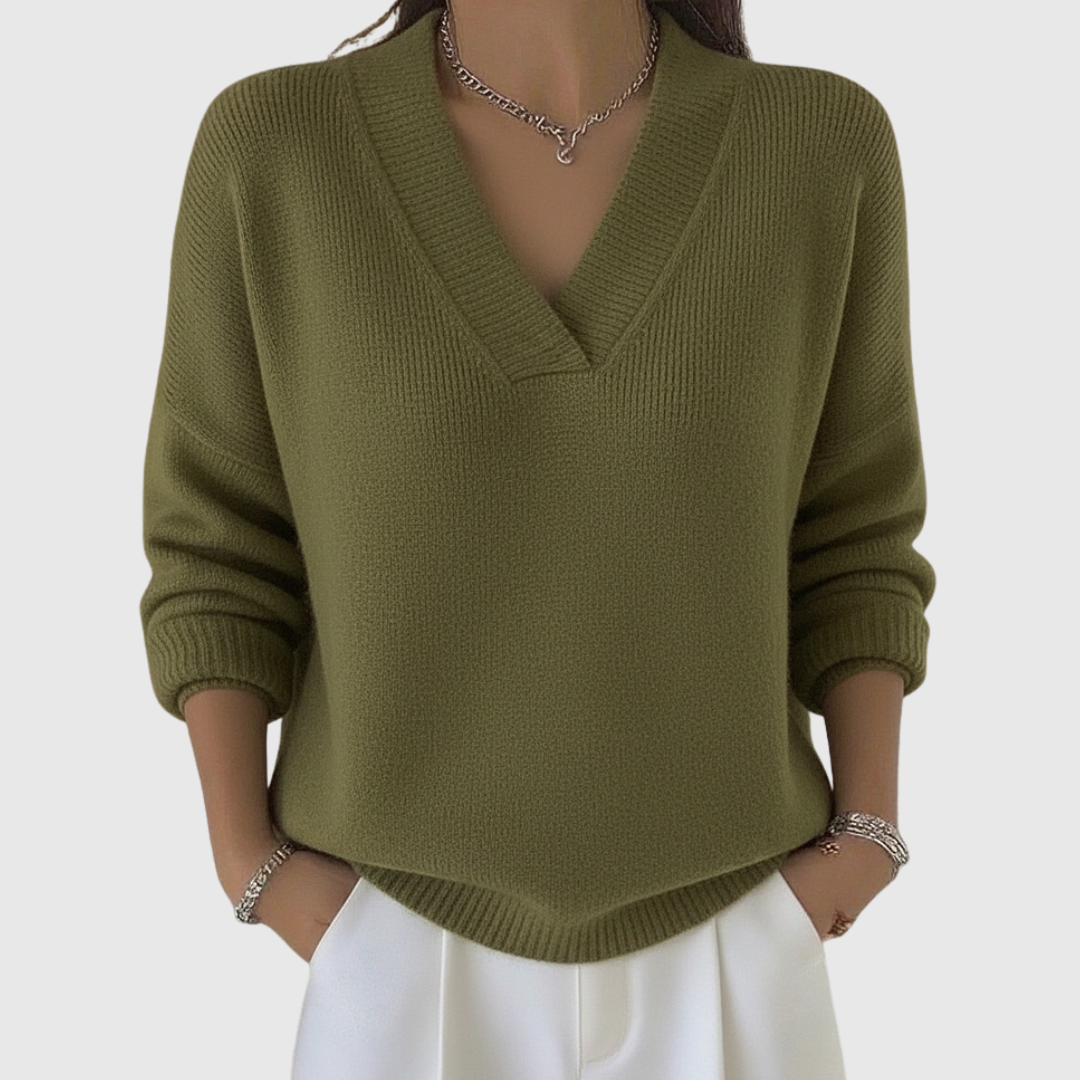 Faye | Soft Relaxed-Fit V-Neck Jumper