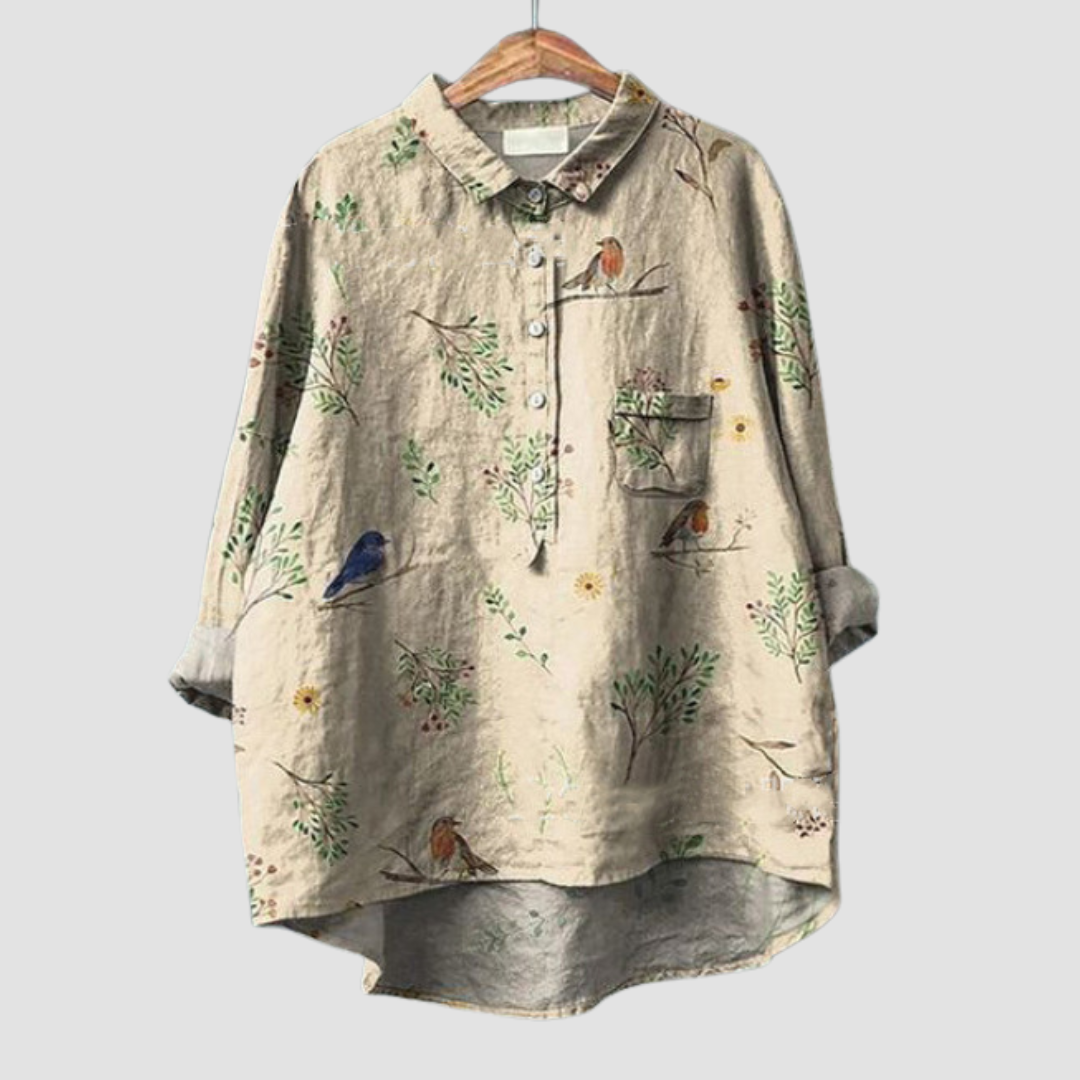CLAIRE | PRINTED LONG-SLEEVE BLOUSE