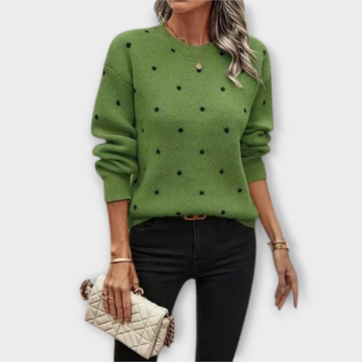 Ava | Beige Jumper With Dots