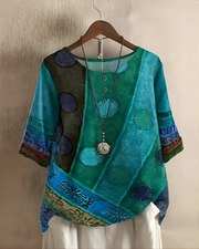 Nhi | Printed Button-Neck Blouse