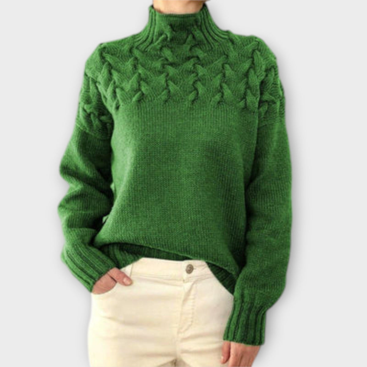 Eva | Black Jumper For Women With Cable Details