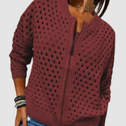 Wanita | Open-Knit Zip Cardigan