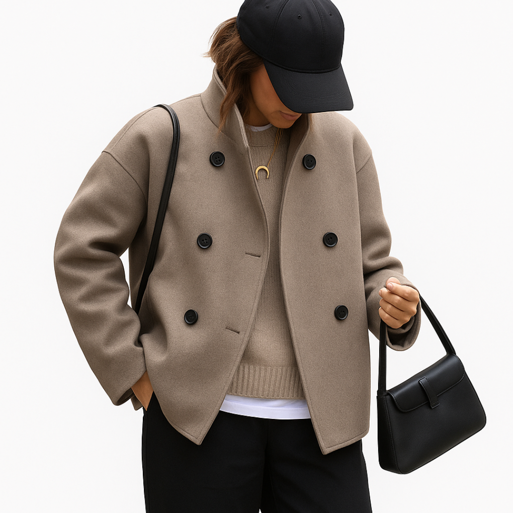 Iyanna | Round-Neck Double-Breasted Jacket