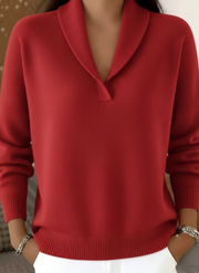 Elise shawl-collar V-neck jumper in Red