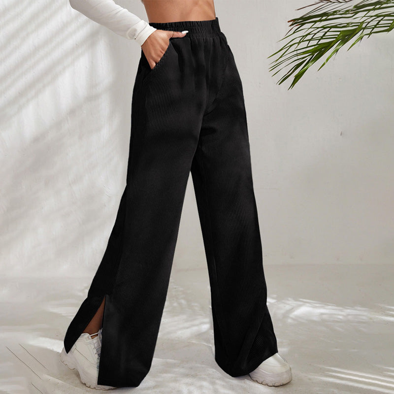 NAHLA | BUTTON-FRONT WIDE-LEG TROUSERS