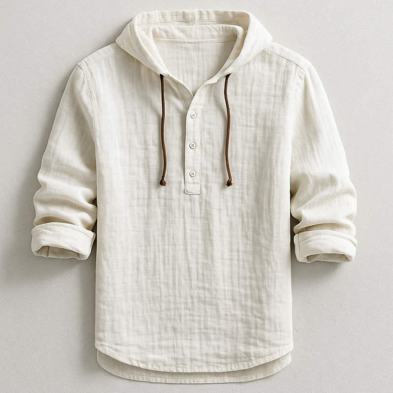 Sebrina | Button-Neck Textured Hoodie