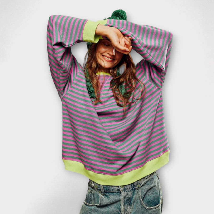 Camila | Oversized Striped Blue and White Jumper