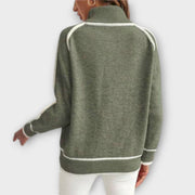Christine | Olive Green Jumper With Contrasting Tires