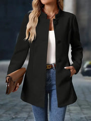 Clodagh | Mid-Length High-Neck Buttoned Winter Coat in Black