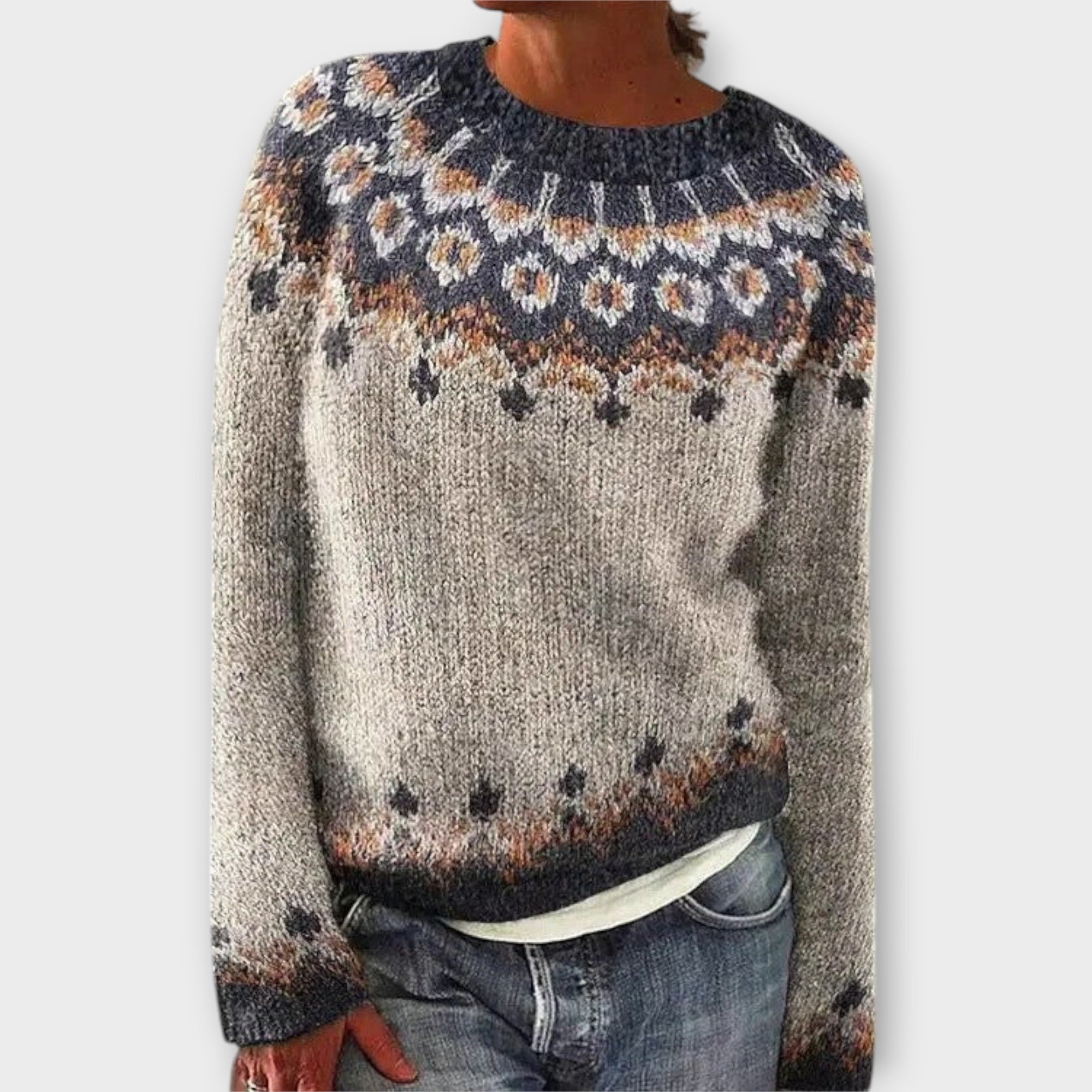 Devyn | Soft Petrol Jumper With Norwegian Pattern