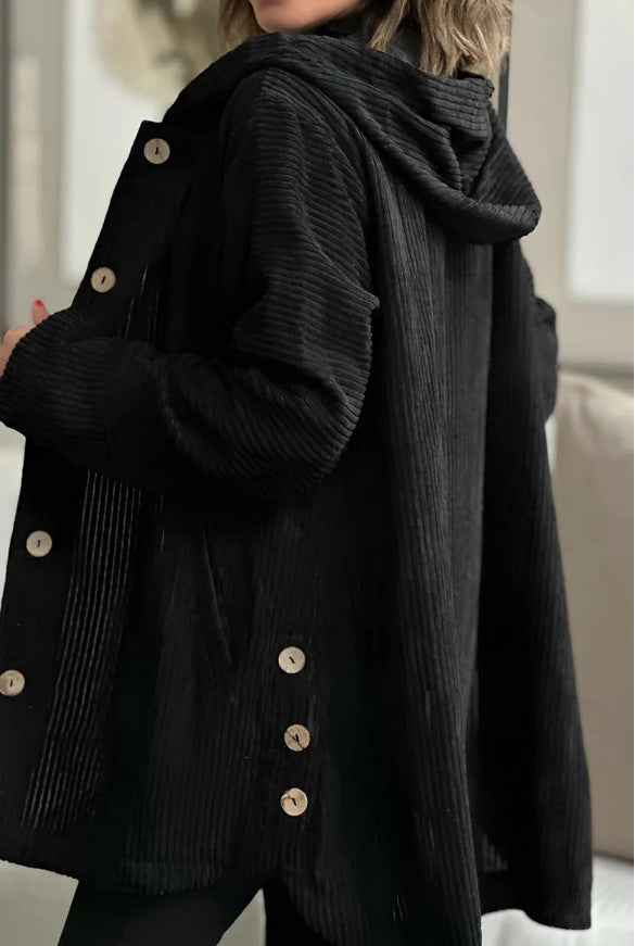 Tressie | Hooded Textured Button Coat