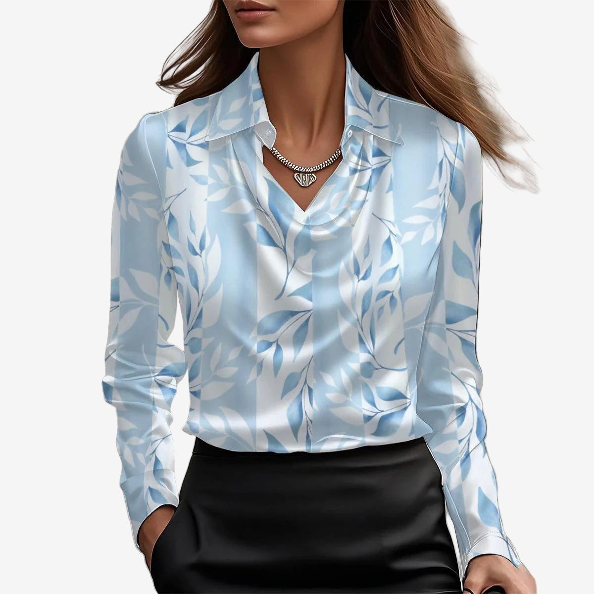 Kamie | Collared Cowl-Neck Blouse