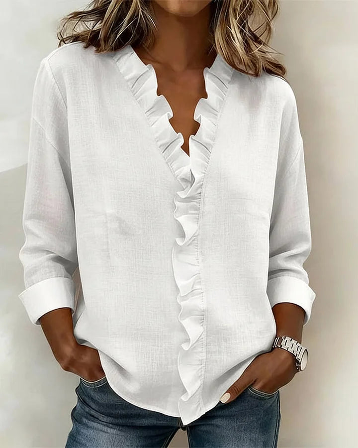 Solveig | Ruffle-Placket Blouse