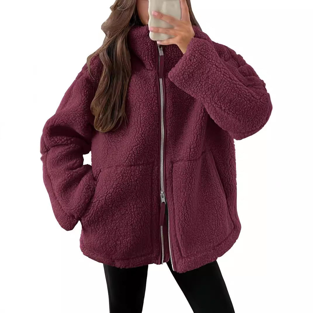 Denisha | Stand-Collar Textured Zip Jacket