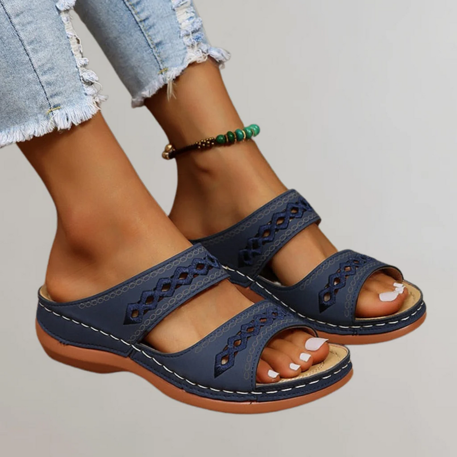 Women's sandals with cut-out detailing, two broad straps and an open toe