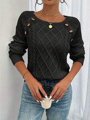 Midori | Diamond-Knit Button-Shoulder Jumper