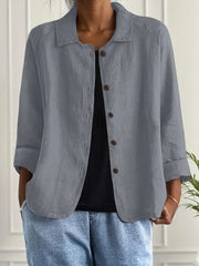 Tesni | Three-Quarter Sleeve Button-Front Shirt Jacket in Pink