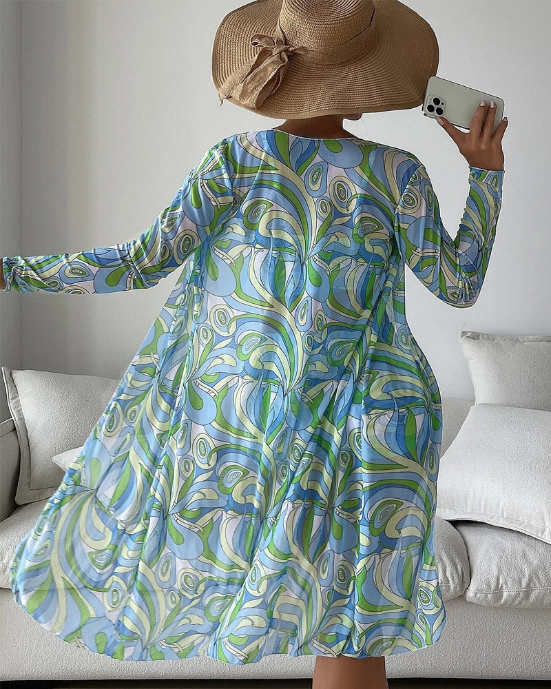 LALUNA | PRINTED LONG-SLEEVE BIKINI