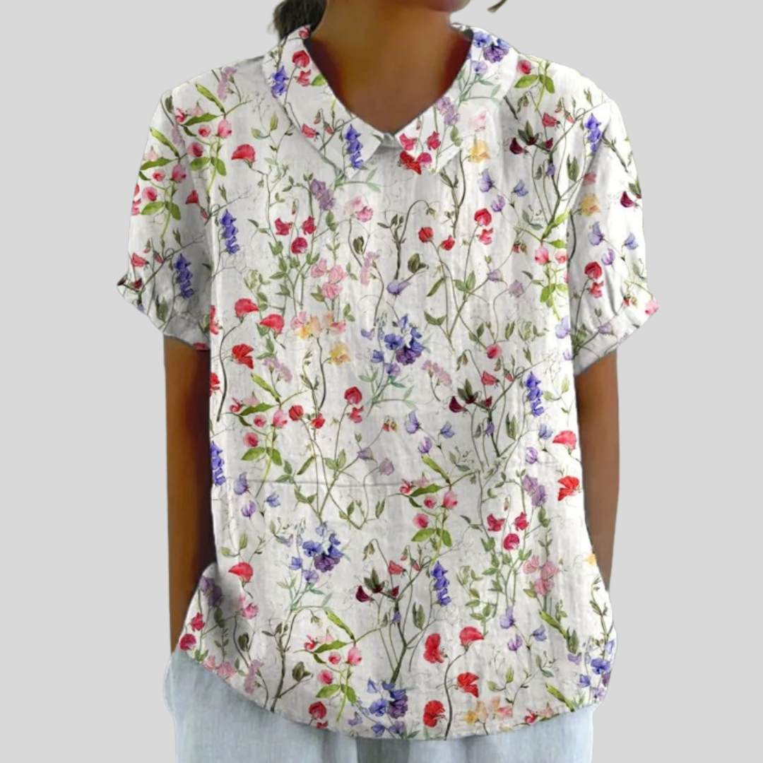ELEGANT | FLORAL COLLARED TOP