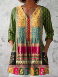 EMILIE | MULTICOLOUR V-NECK LONGLINE BLOUSE