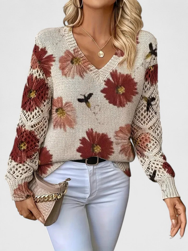 Raizel | Floral Open-Knit Jumper
