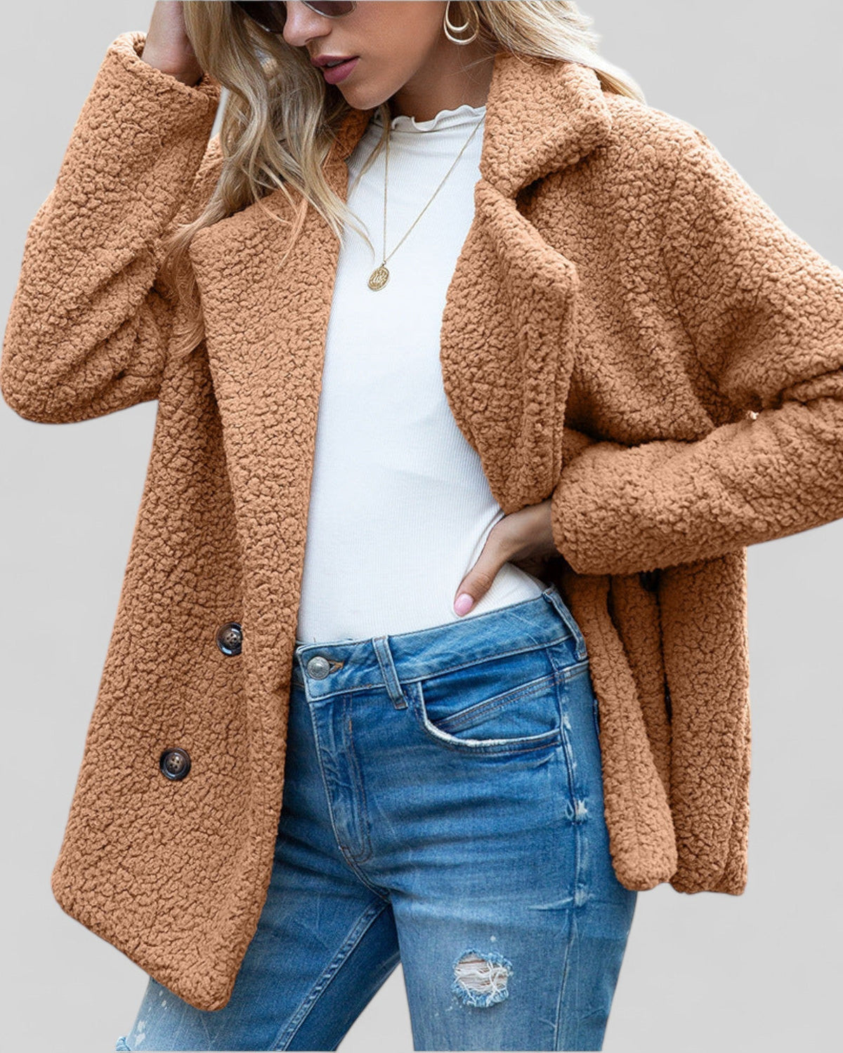 Vianey | Textured Double-Breasted Jacket