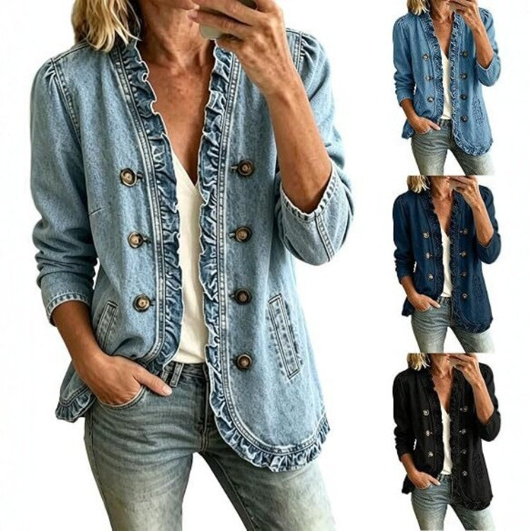Raeann | Double-Breasted Denim Jacket