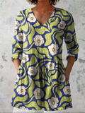 ELODIE | GREEN V-NECK LONGLINE BLOUSE