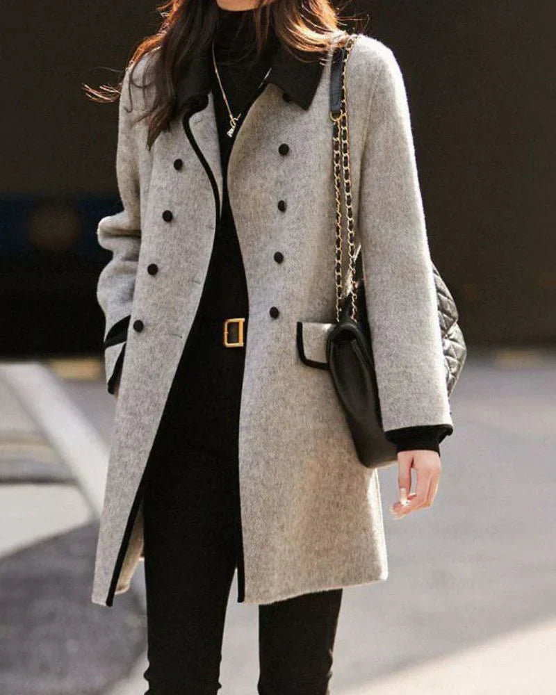 Zula | Contrast-Trim Round-Neck Coat