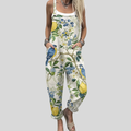 FLOWING ADJUSTABLE-STRAP CROPPED DUNGAREES