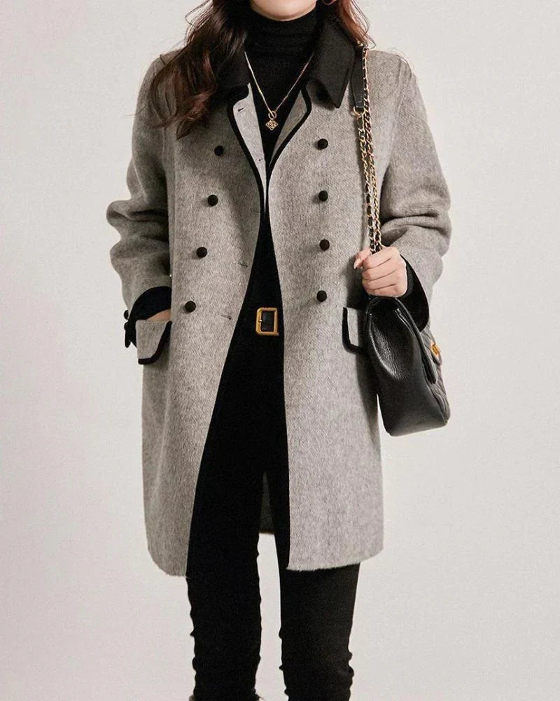 Zula | Contrast-Trim Round-Neck Coat