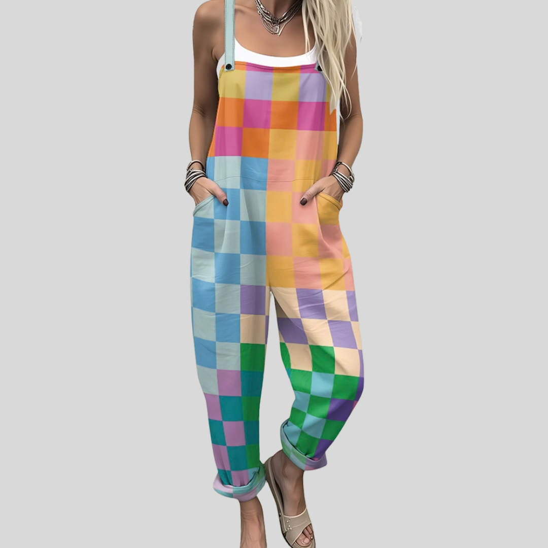FLOWING ADJUSTABLE-STRAP CROPPED DUNGAREES