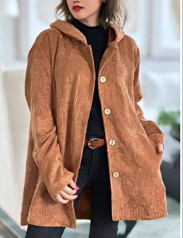 Tressie | Hooded Textured Button Coat