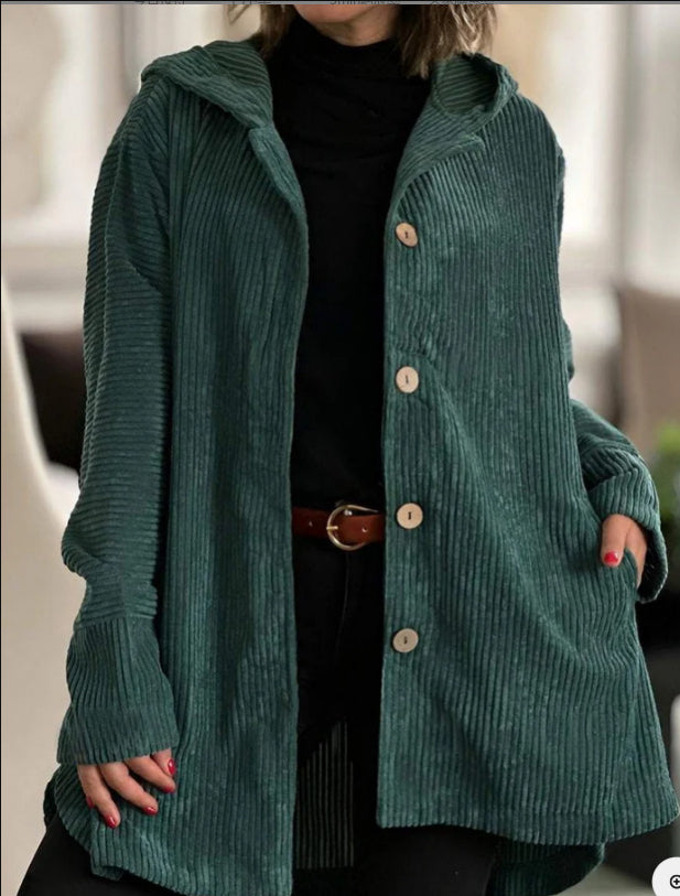 Tressie | Hooded Textured Button Coat