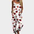 RELAXED-FIT PRINTED ADJUSTABLE-STRAP DUNGAREES