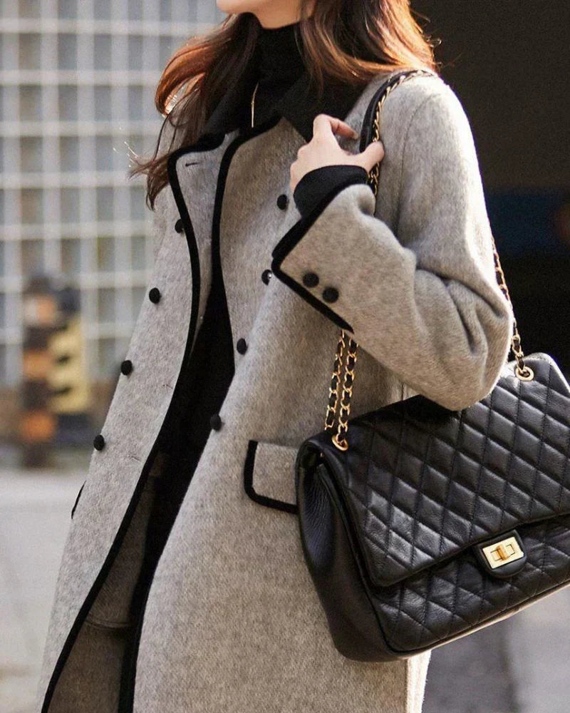 Zula | Contrast-Trim Round-Neck Coat
