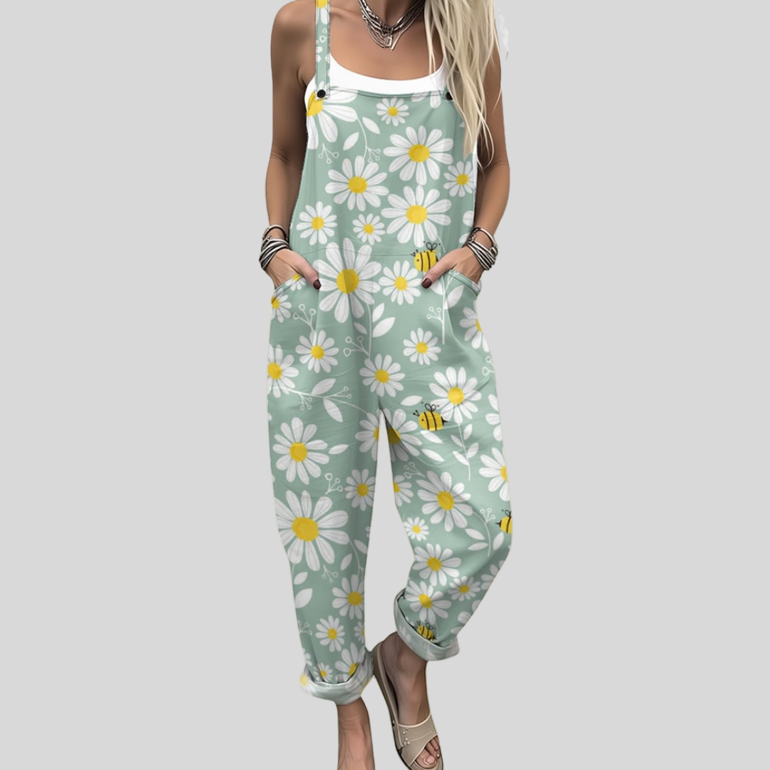 FLOWING ADJUSTABLE-STRAP CROPPED DUNGAREES