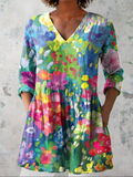 MAELLE | MULTICOLOUR V-NECK LONGLINE BLOUSE