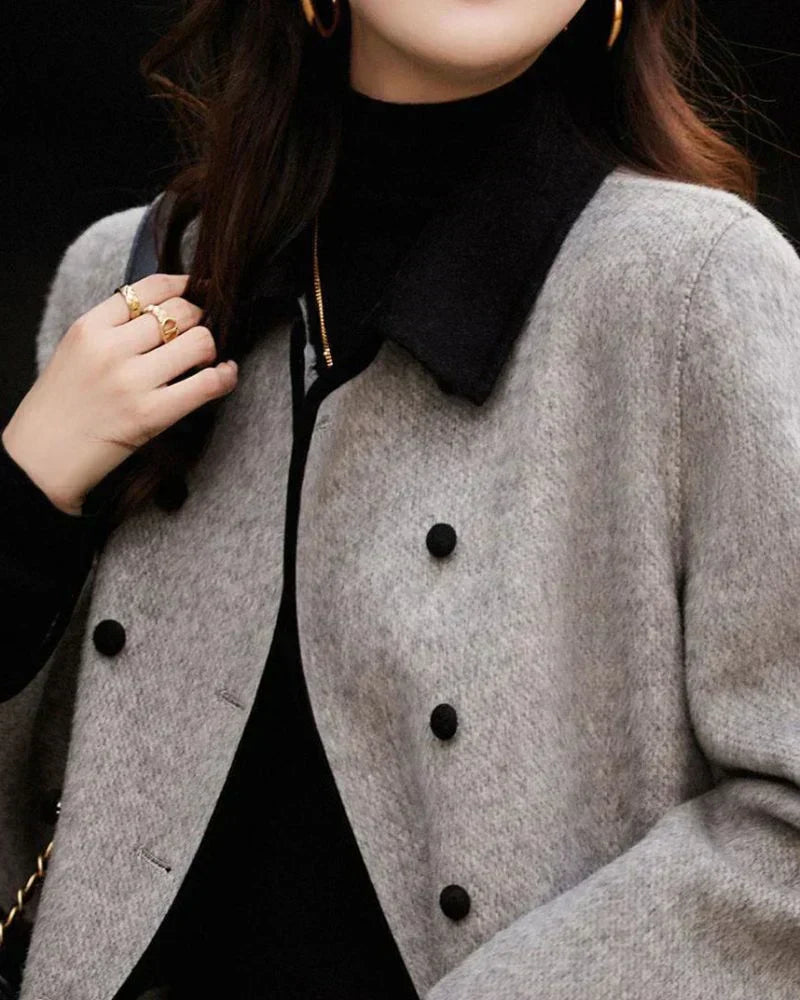 Zula | Contrast-Trim Round-Neck Coat