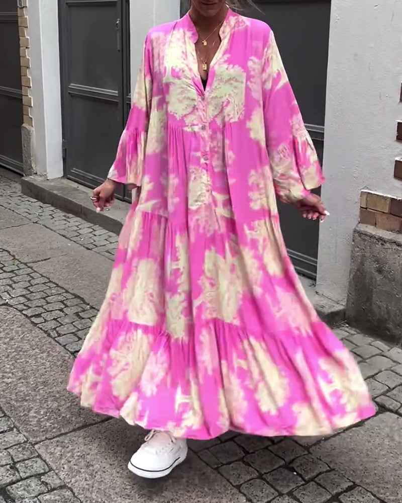 OPHELIA | PRINTED V-NECK DRESS