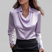 Kamie | Collared Cowl-Neck Blouse