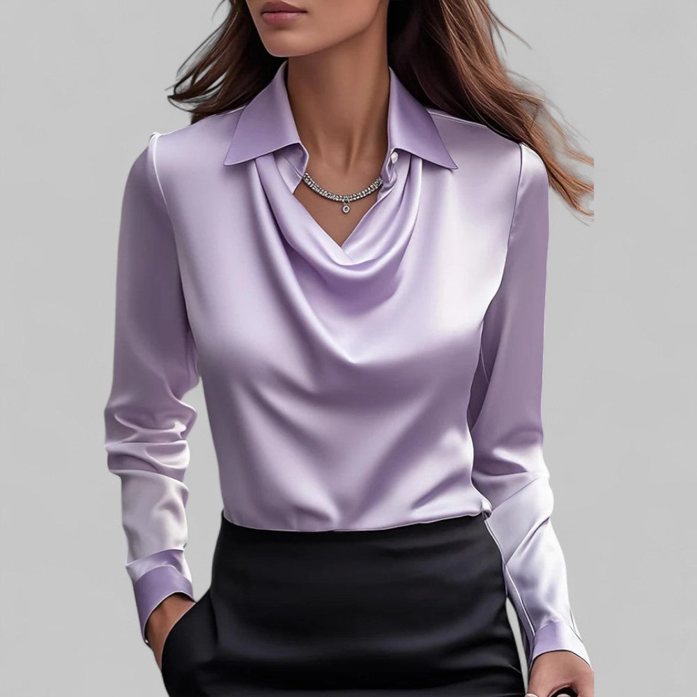 Kamie | Collared Cowl-Neck Blouse