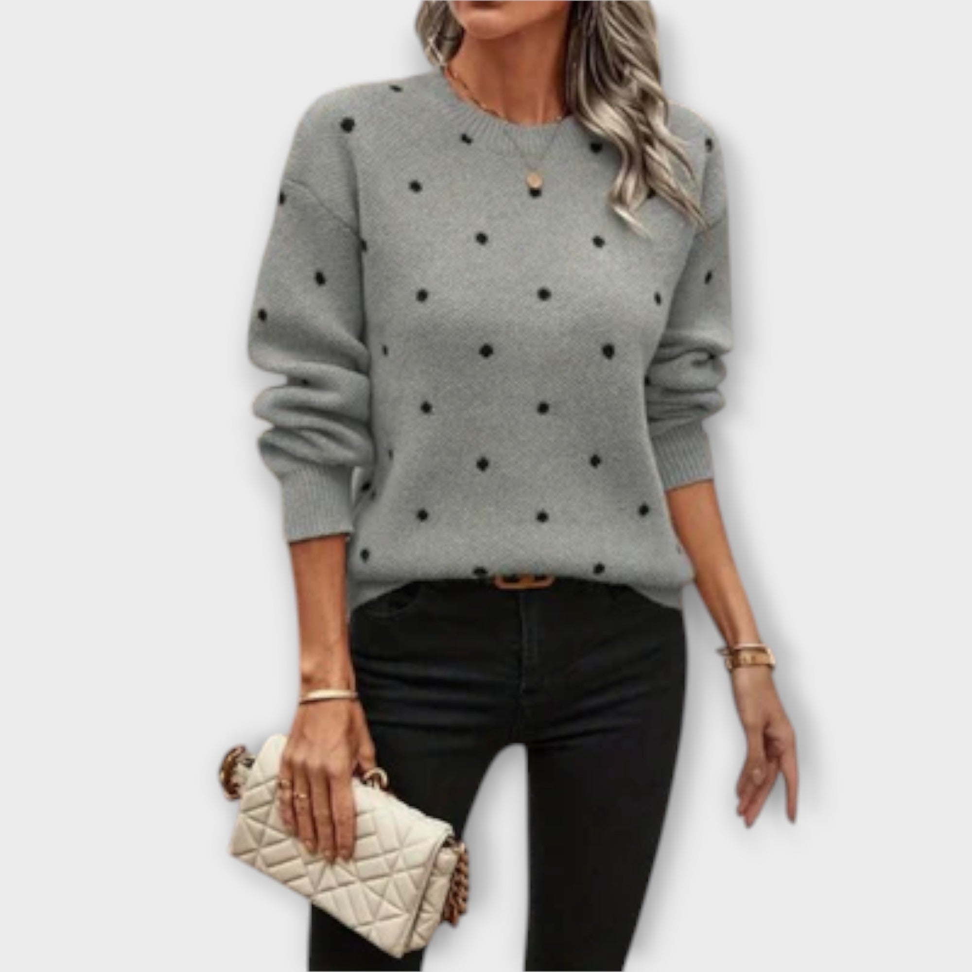 Ava | Beige Jumper With Dots